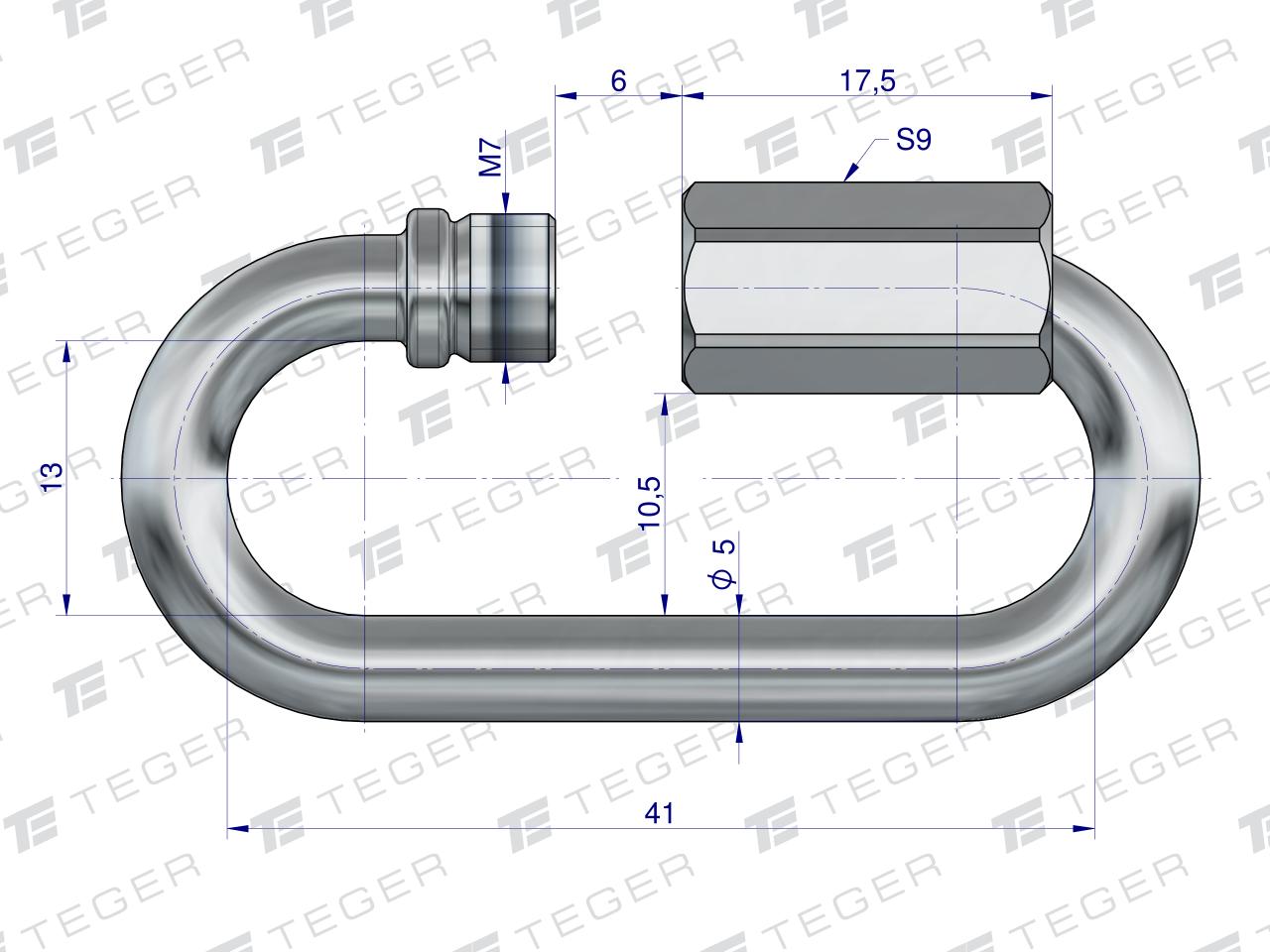 Ogniwo skręcane 5mm TEGER, (sprzedawane po 25)