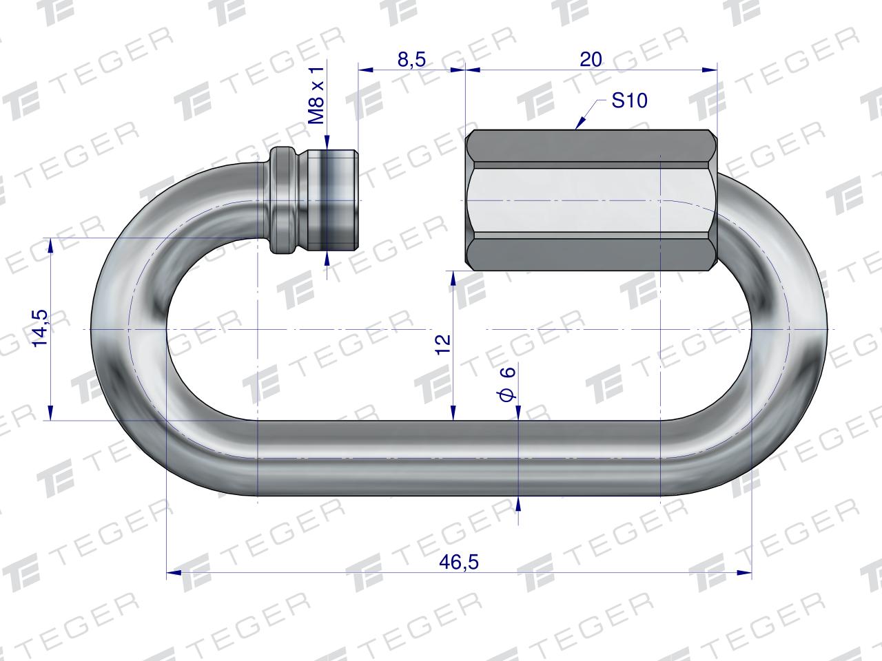 Ogniwo skręcane 6mm TEGER, (sprzedawane po 25)
