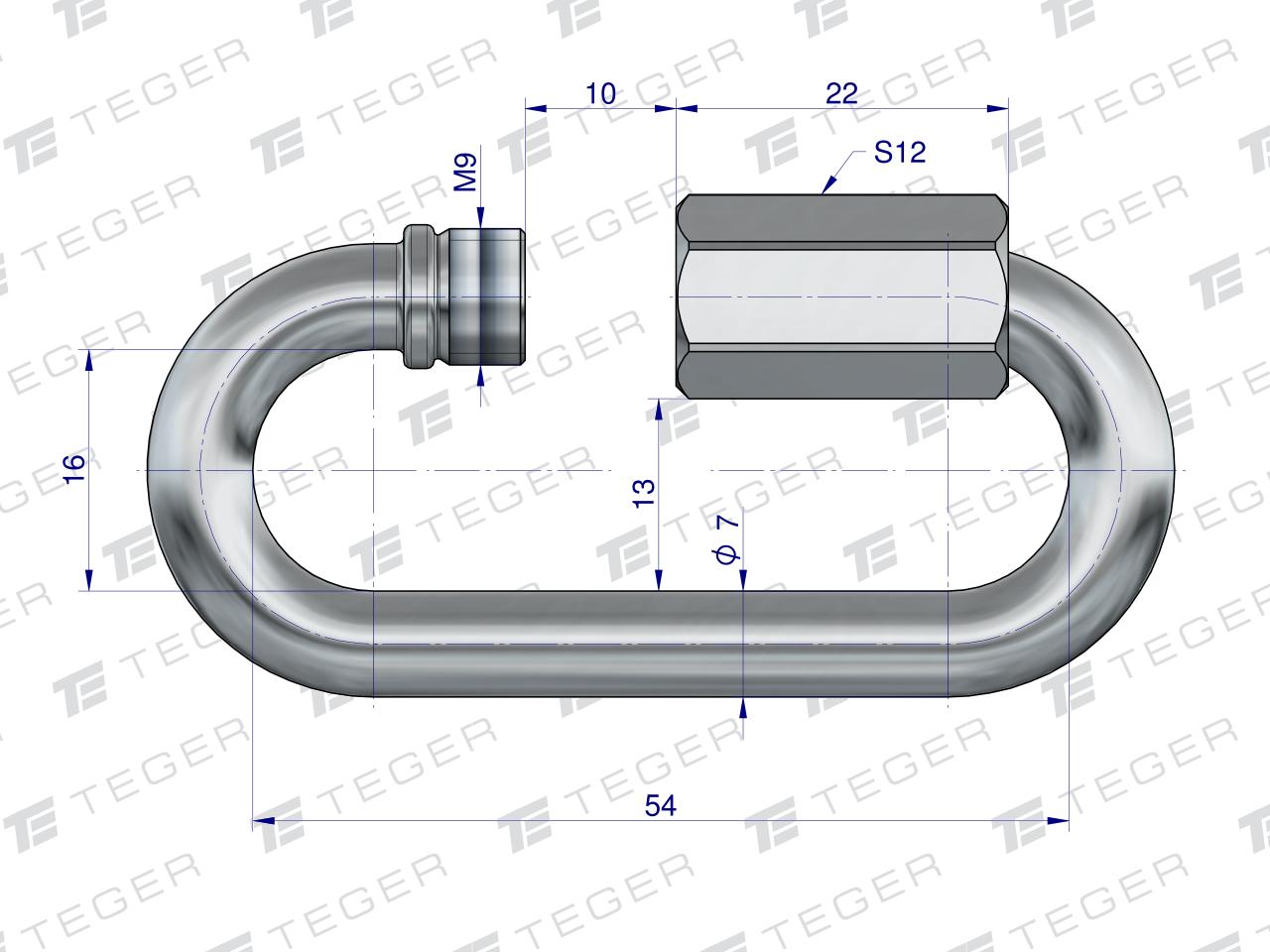 Ogniwo skręcane 7mm TEGER, (sprzedawane po 10)