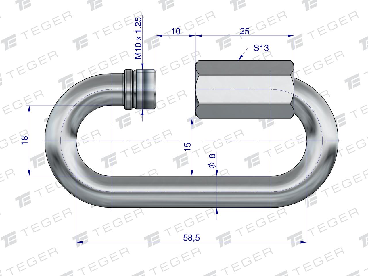 Ogniwo skręcane 8mm TEGER, (sprzedawane po 10)