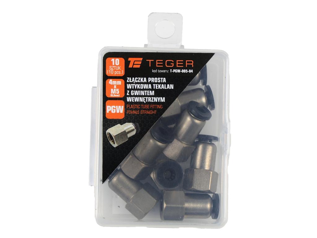 Złączka prosta wtykowa tekalan z gwintem wewnętrznym 4mm x M5 (0,8mm) TEGER, (sprzedawane po 10)