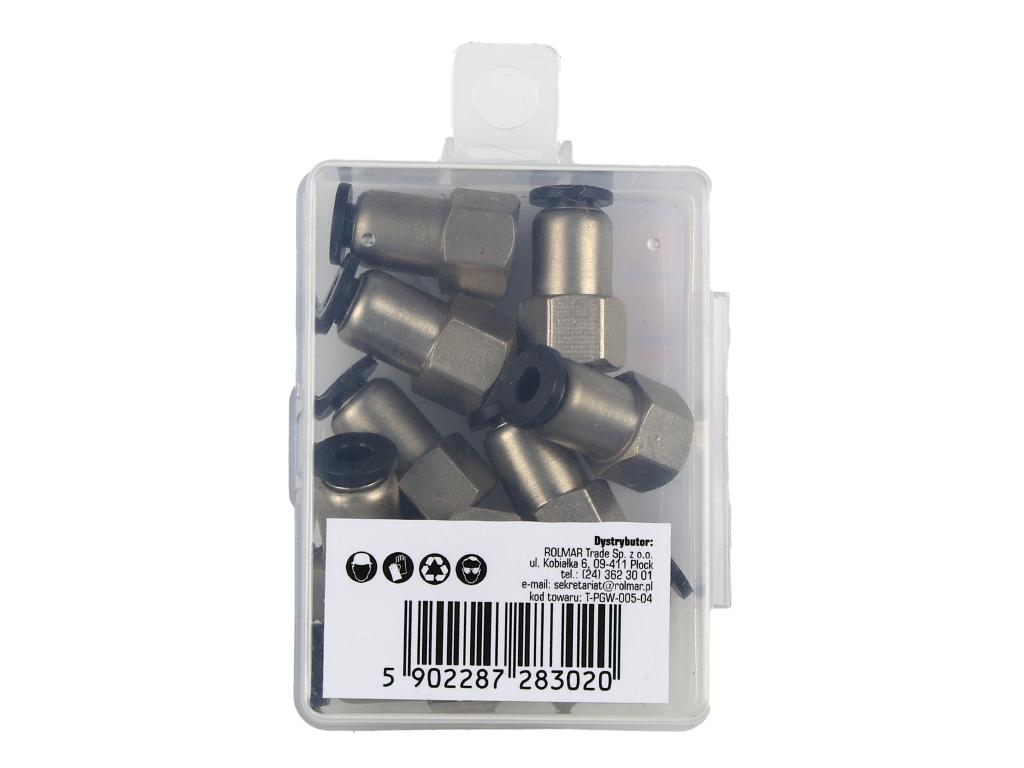 Złączka prosta wtykowa tekalan z gwintem wewnętrznym 4mm x M5 (0,8mm) TEGER, (sprzedawane po 10)