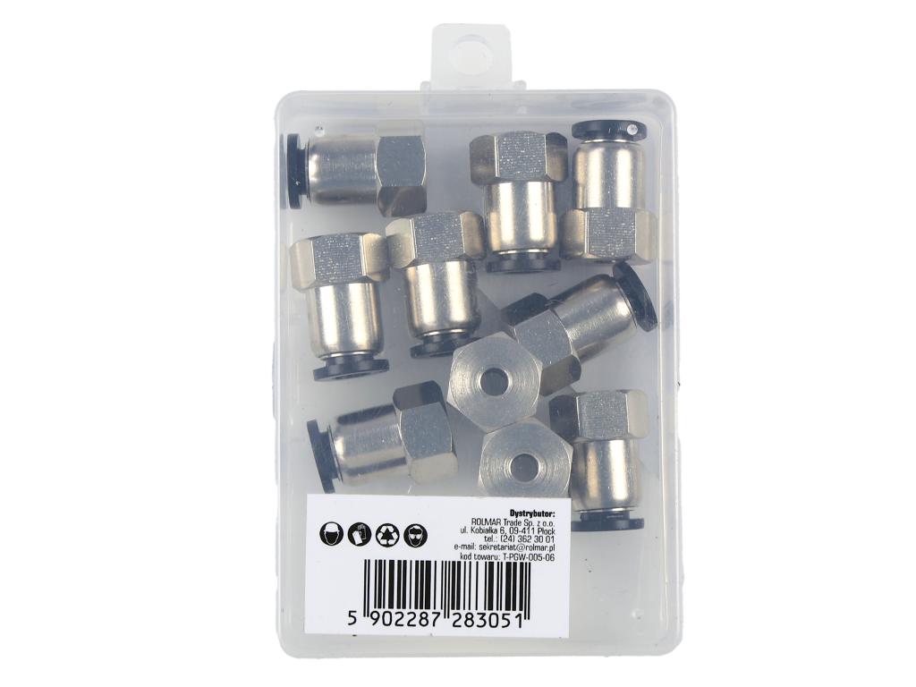 Złączka prosta wtykowa tekalan z gwintem wewnętrznym 6mm x M5 (0,8mm) TEGER, (sprzedawane po 10)