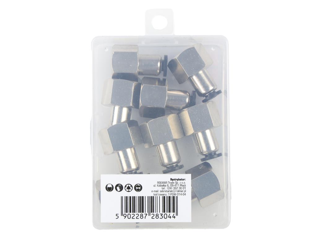 Złączka prosta wtykowa tekalan z gwintem wewnętrznym 4mm x 1/4" TEGER, (sprzedawane po 10)