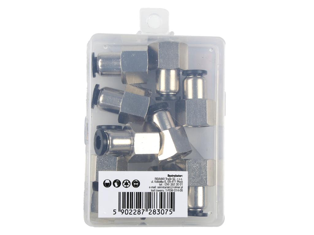Złączka prosta wtykowa tekalan z gwintem wewnętrznym 6mm x 1/4" TEGER, (sprzedawane po 10)