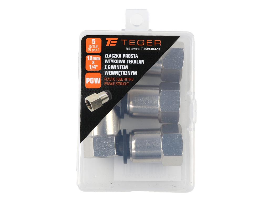 Złączka prosta wtykowa tekalan z gwintem wewnętrznym 12mm x 1/4" TEGER, (sprzedawane po 5)