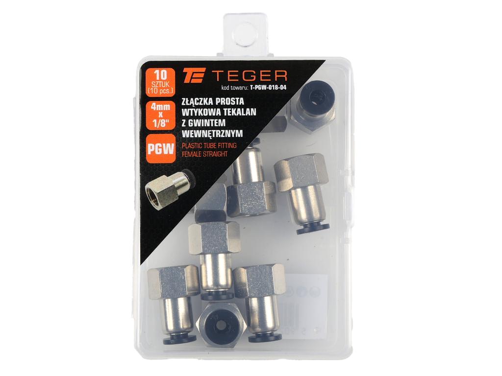 Złączka prosta wtykowa tekalan z gwintem wewnętrznym 4mm x 1/8" TEGER, (sprzedawane po 10)