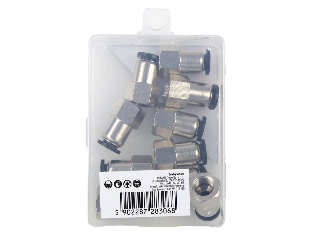 Złączka prosta wtykowa tekalan z gwintem wewnętrznym 6mm x 1/8" TEGER, (sprzedawane po 10)