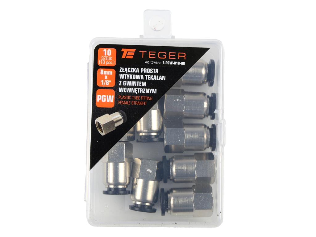 Złączka prosta wtykowa tekalan z gwintem wewnętrznym 8mm x 1/8" TEGER, (sprzedawane po 10)