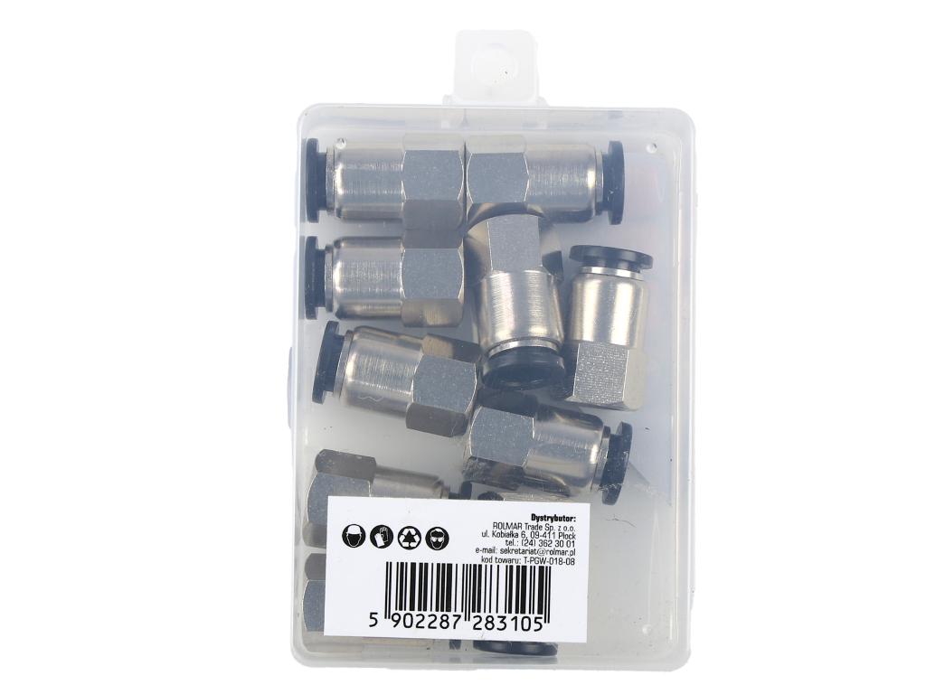 Złączka prosta wtykowa tekalan z gwintem wewnętrznym 8mm x 1/8" TEGER, (sprzedawane po 10)