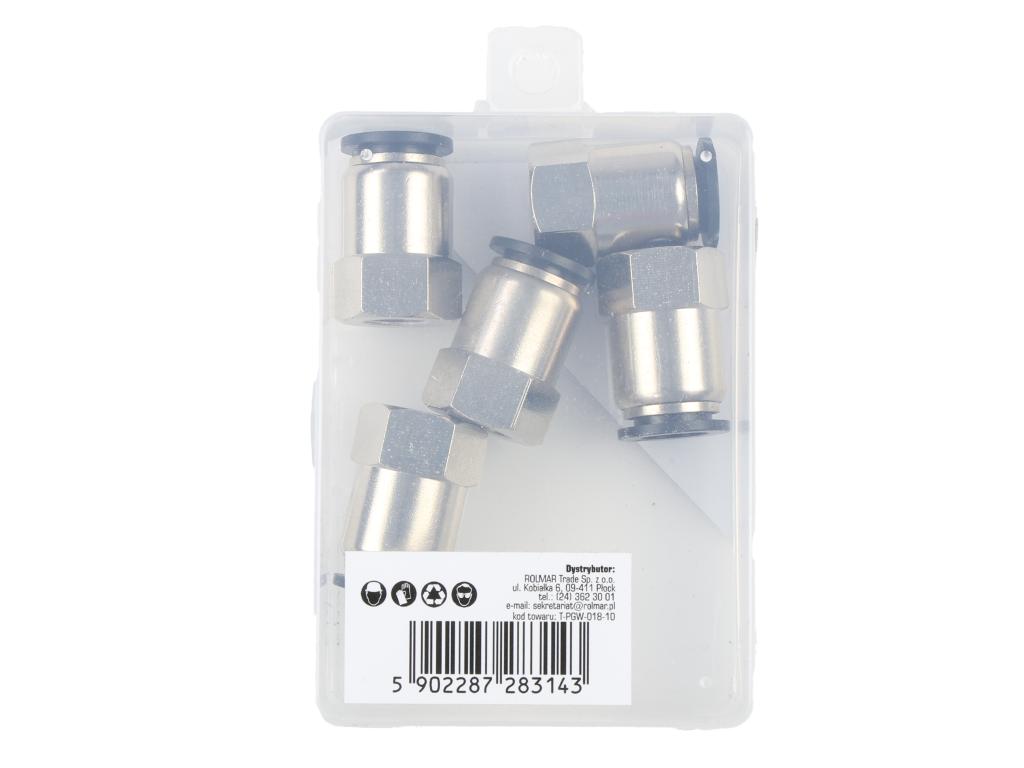 Złączka prosta wtykowa tekalan z gwintem wewnętrznym 10mm x 1/8" TEGER, (sprzedawane po 5)