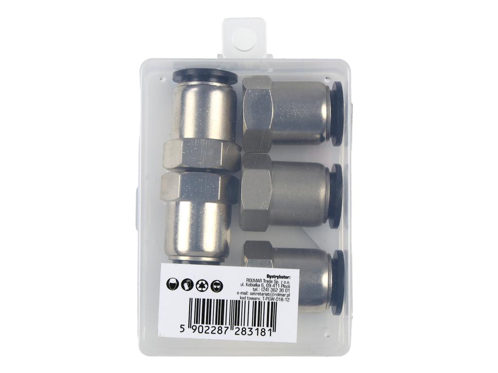 Złączka prosta wtykowa tekalan z gwintem wewnętrznym 12mm x 1/8" TEGER, (sprzedawane po 5)