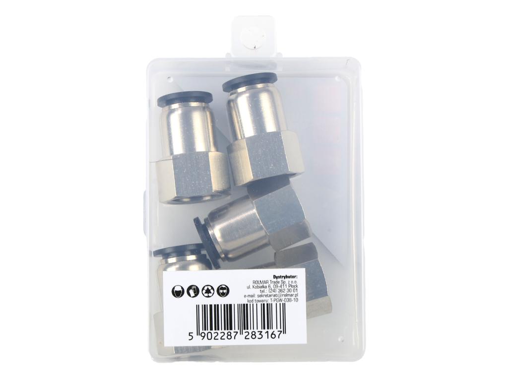 Złączka prosta wtykowa tekalan z gwintem wewnętrznym 10mm x 3/8" TEGER, (sprzedawane po 5)