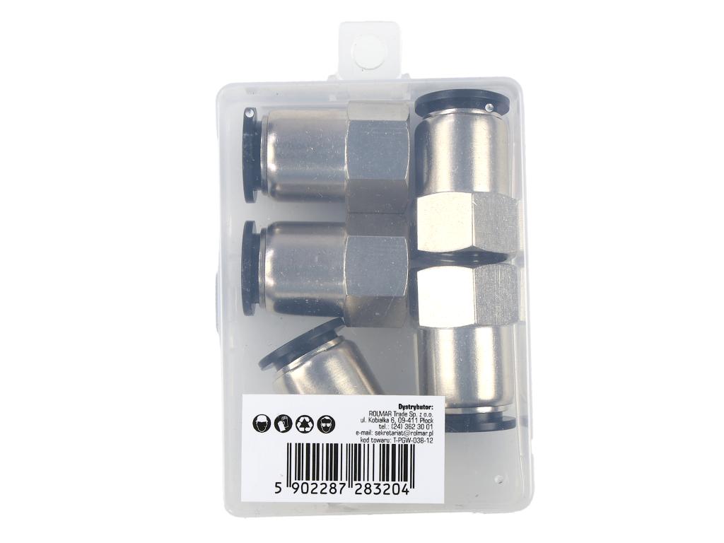Złączka prosta wtykowa tekalan z gwintem wewnętrznym 12mm x 3/8" TEGER, (sprzedawane po 5)