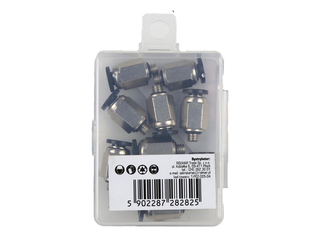 Złączka prosta wtykowa tekalan z gwintem zewnętrznym (teflon) 4mm x M5 (0,8mm) TEGER, (sprzedawane po 10)