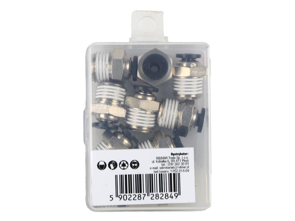 Złączka prosta wtykowa tekalan z gwintem zewnętrznym (teflon) 4mm x 1/4" TEGER, (sprzedawane po 10)