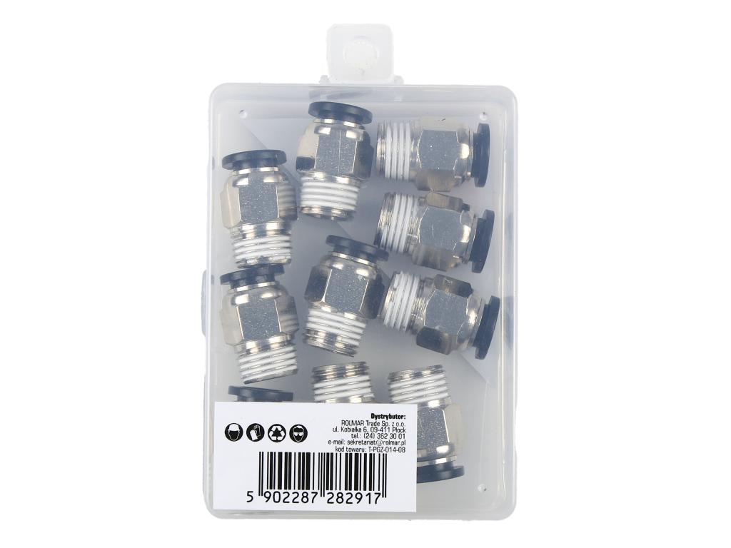 Złączka prosta wtykowa tekalan z gwintem zewnętrznym (teflon) 8mm x 1/4" TEGER, (sprzedawane po 10)