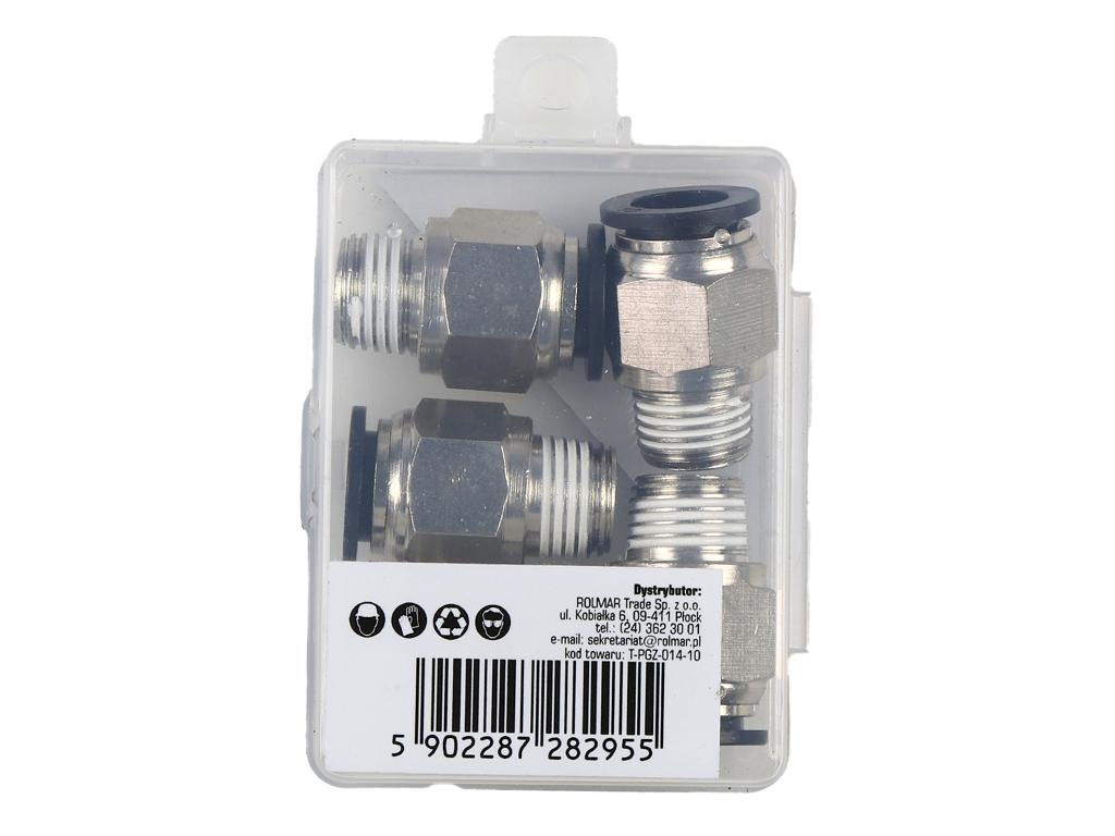Złączka prosta wtykowa tekalan z gwintem zewnętrznym (teflon) 10mm x 1/4" TEGER, (sprzedawane po 5)