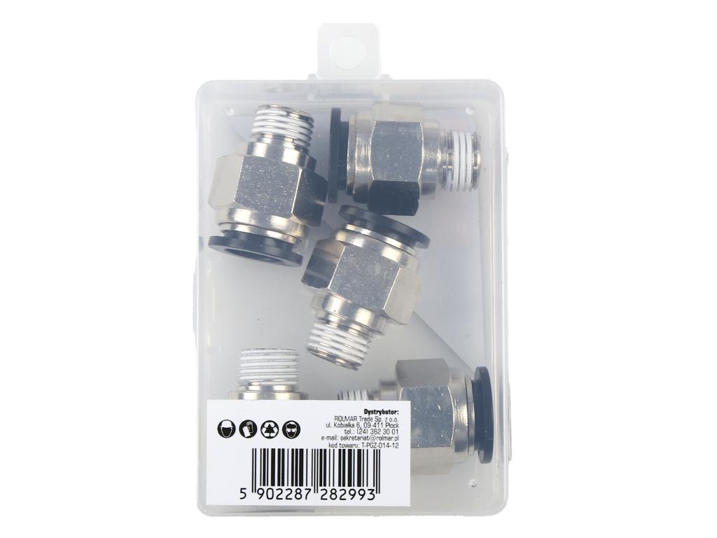 Złączka prosta wtykowa tekalan z gwintem zewnętrznym (teflon) 12mm x 1/4" TEGER, (sprzedawane po 5)