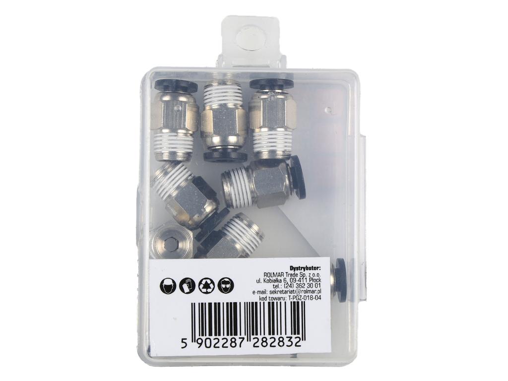 Złączka prosta wtykowa tekalan z gwintem zewnętrznym (teflon) 4mm x 1/8" TEGER, (sprzedawane po 10)
