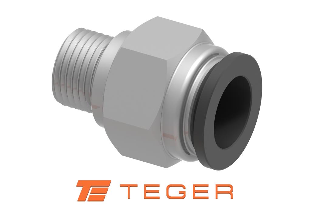 Złączka prosta wtykowa tekalan z gwintem zewnętrznym (teflon) 6mm x 1/8" TEGER, (sprzedawane po 10)