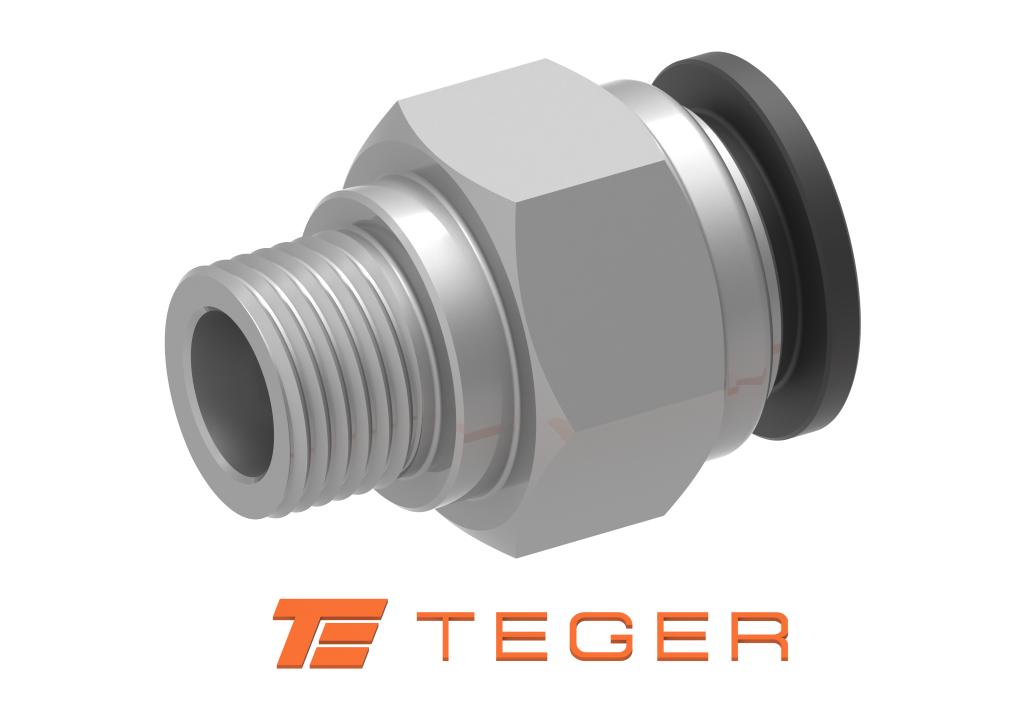 Złączka prosta wtykowa tekalan z gwintem zewnętrznym (teflon) 6mm x 1/8" TEGER, (sprzedawane po 10)