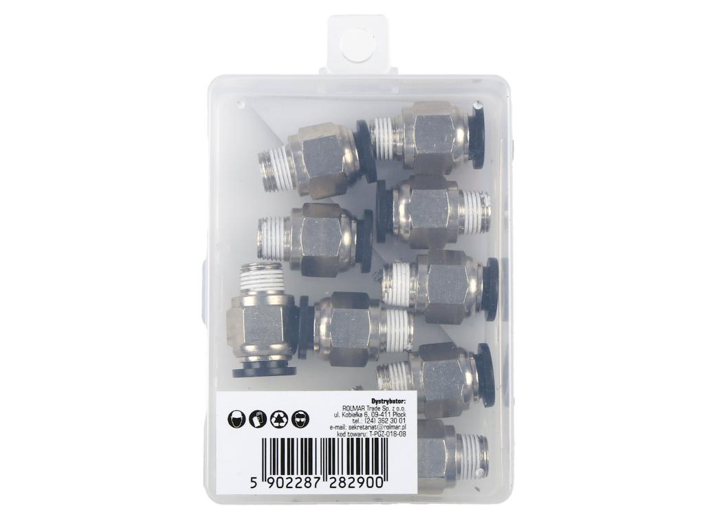 Złączka prosta wtykowa tekalan z gwintem zewnętrznym (teflon) 8mm x 1/8" TEGER, (sprzedawane po 10)