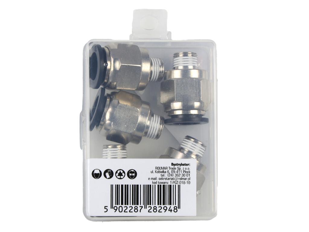 Złączka prosta wtykowa tekalan z gwintem zewnętrznym (teflon) 10mm x 1/8" TEGER, (sprzedawane po 5)