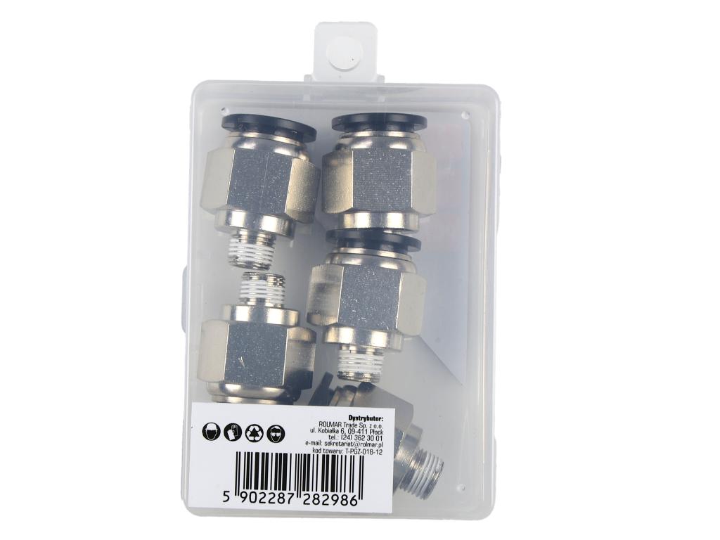 Złączka prosta wtykowa tekalan z gwintem zewnętrznym (teflon) 12mm x 1/8" TEGER, (sprzedawane po 5)