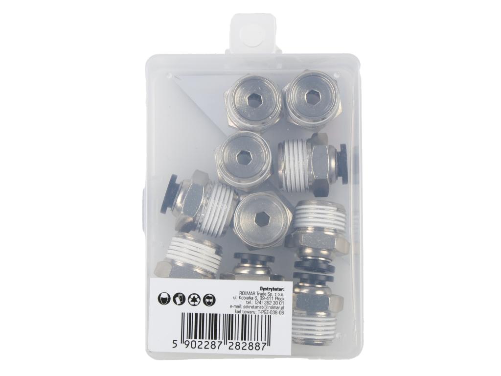 Złączka prosta wtykowa tekalan z gwintem zewnętrznym (teflon) 6mm x 3/8" TEGER, (sprzedawane po 10)