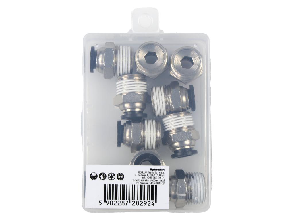 Złączka prosta wtykowa tekalan z gwintem zewnętrznym (teflon) 8mm x 3/8" TEGER, (sprzedawane po 10)