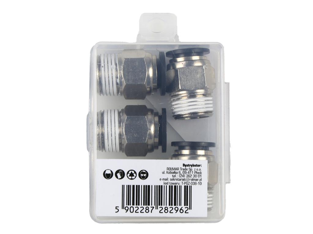 Złączka prosta wtykowa tekalan z gwintem zewnętrznym (teflon) 10mm x 3/8" TEGER, (sprzedawane po 5)