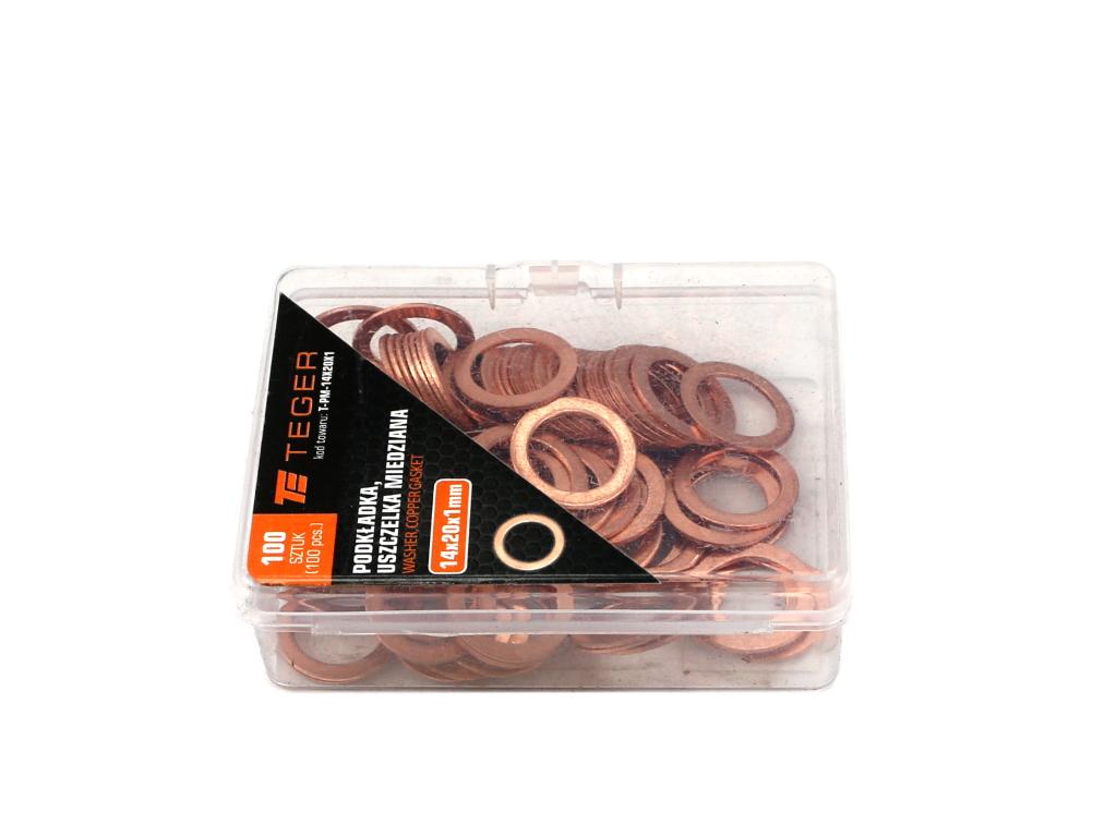 Podkładka. uszczelka miedziana 14x20x1  TEGER ( sprzedawane po 100 )