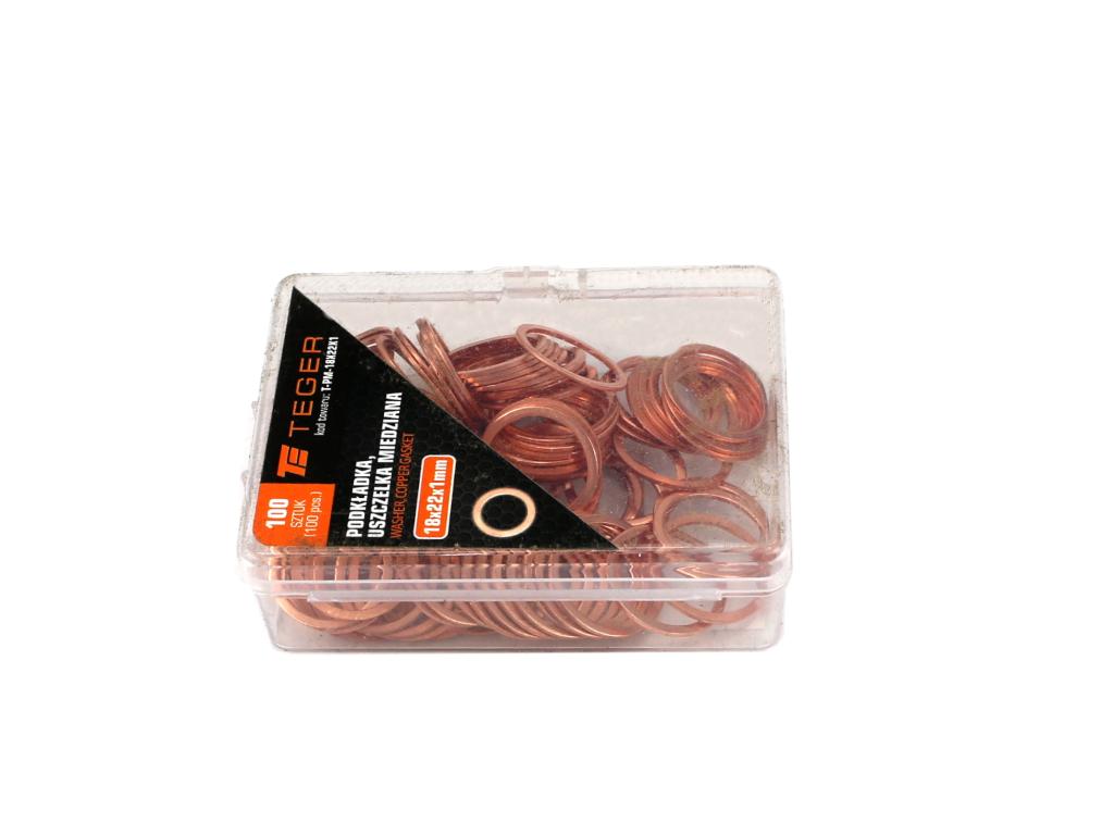 Podkładka. uszczelka miedziana 18x22x1  TEGER ( sprzedawane po 100 )