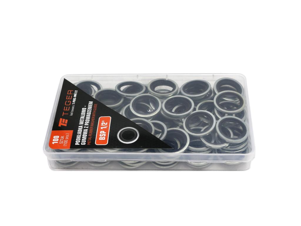 Podkładka metalowo gumowa z prowadzeniem BSP 1/2" TEGER ( sprzedawane po 100 )