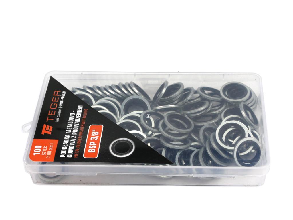 Podkładka metalowo gumowa z prowadzeniem BSP 3/8" TEGER (sprzedawane po 100 )