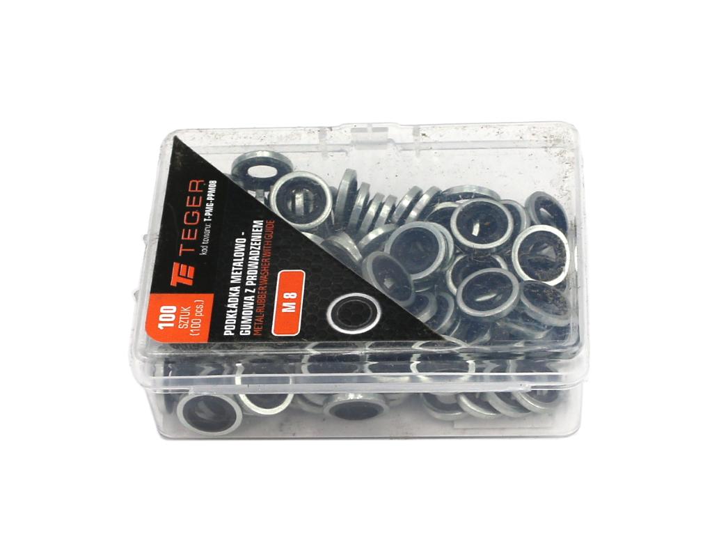 Podkładka metalowo gumowa z prowadzeniem M8 TEGER ( sprzedawane po 100 )