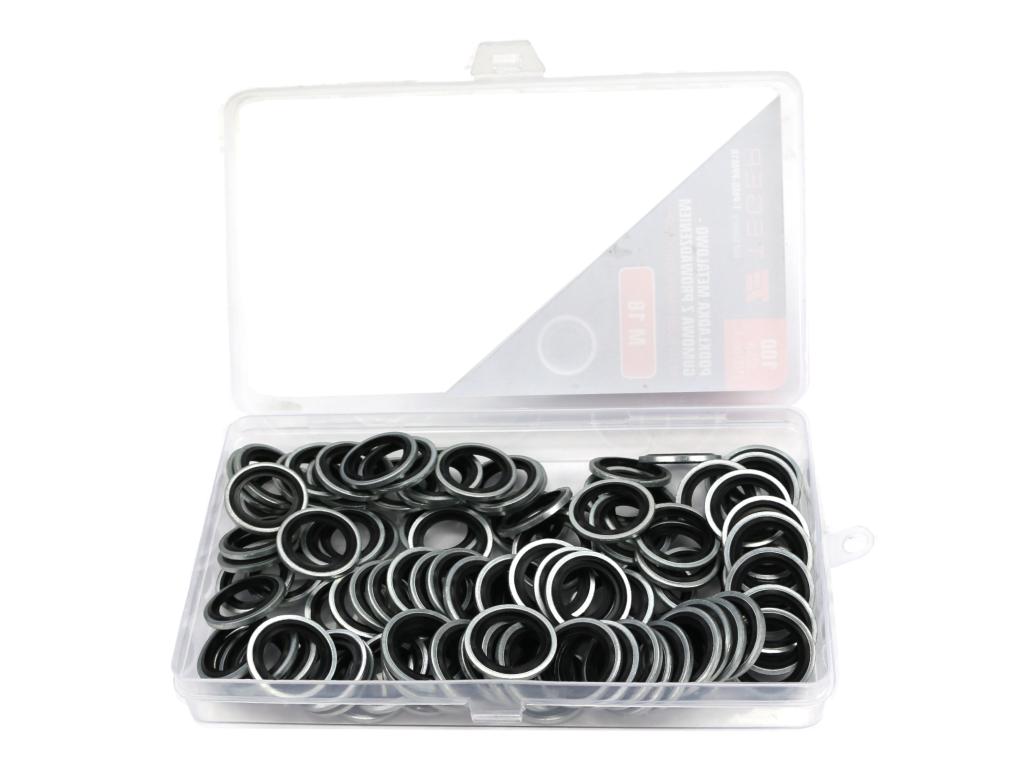 Podkładka metalowo gumowa z prowadzeniem M18 TEGER ( sprzedawane po 100 )