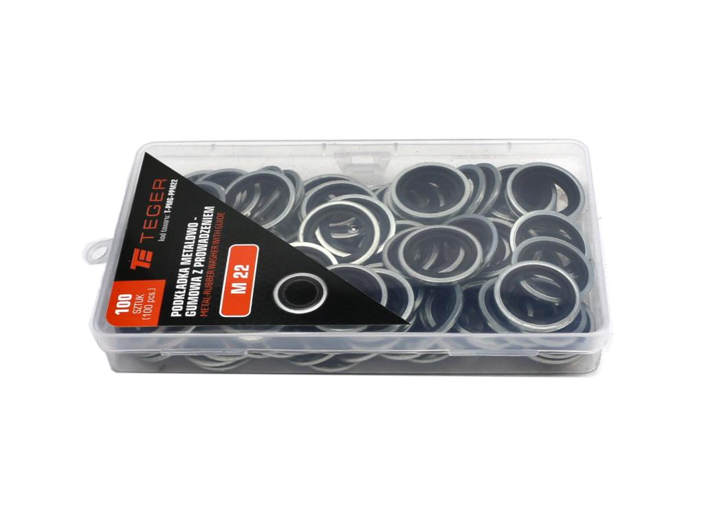 Podkładka metalowo gumowa z prowadzeniem M22 TEGER ( sprzedawane po 100 )