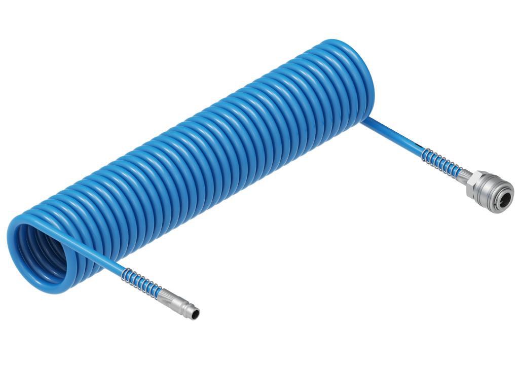 Przewód spiralny kompletny tekalan Poliuretan PU 12X8mm 10bar do kompresora sprężarki L-10mb Niebieski TEGER