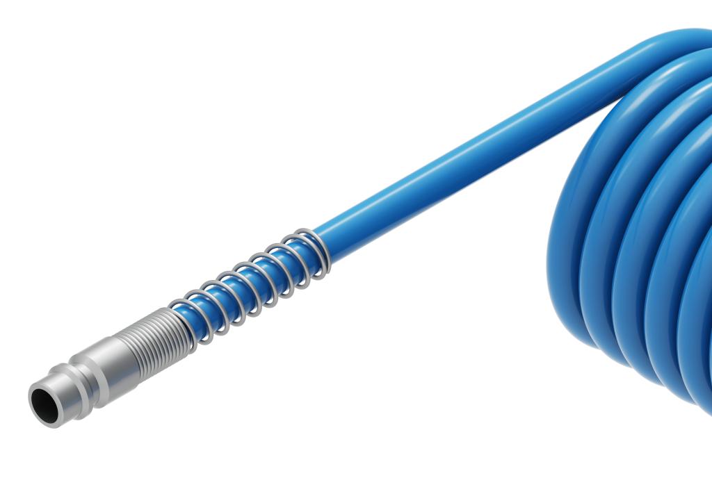Przewód spiralny kompletny tekalan Poliuretan PU 12X8mm 10bar do kompresora sprężarki L-10mb Niebieski TEGER