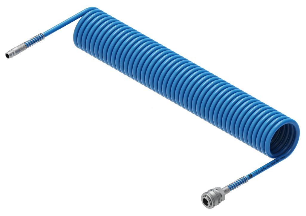 Przewód spiralny kompletny tekalan Poliuretan PU 12X8mm 10bar do kompresora sprężarki L-15mb Niebieski TEGER