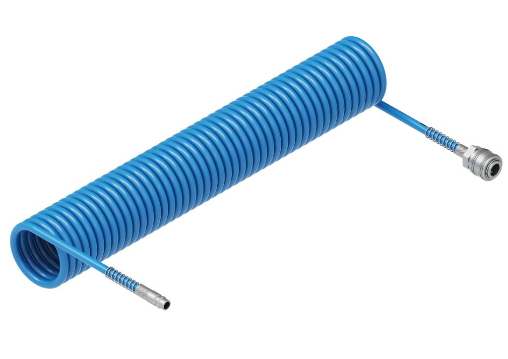 Przewód spiralny kompletny tekalan Poliuretan PU 12X8mm 10bar do kompresora sprężarki L-15mb Niebieski TEGER