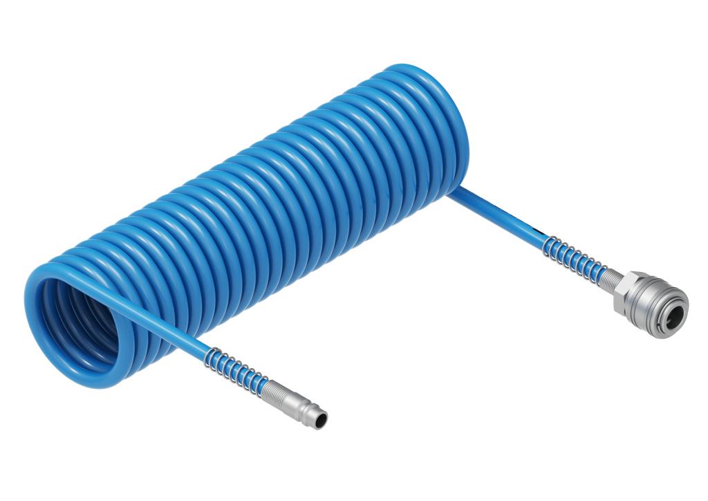 Przewód spiralny kompletny tekalan Poliuretan PU 12X8mm 10bar do kompresora sprężarki L-5mb Niebieski TEGER