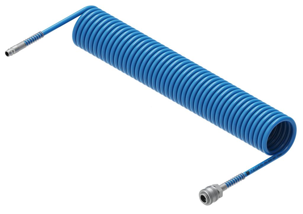 Przewód spiralny kompletny tekalan Poliuretan PU 8X5mm 10bar do kompresora sprężarki L-15mb Niebieski TEGER
