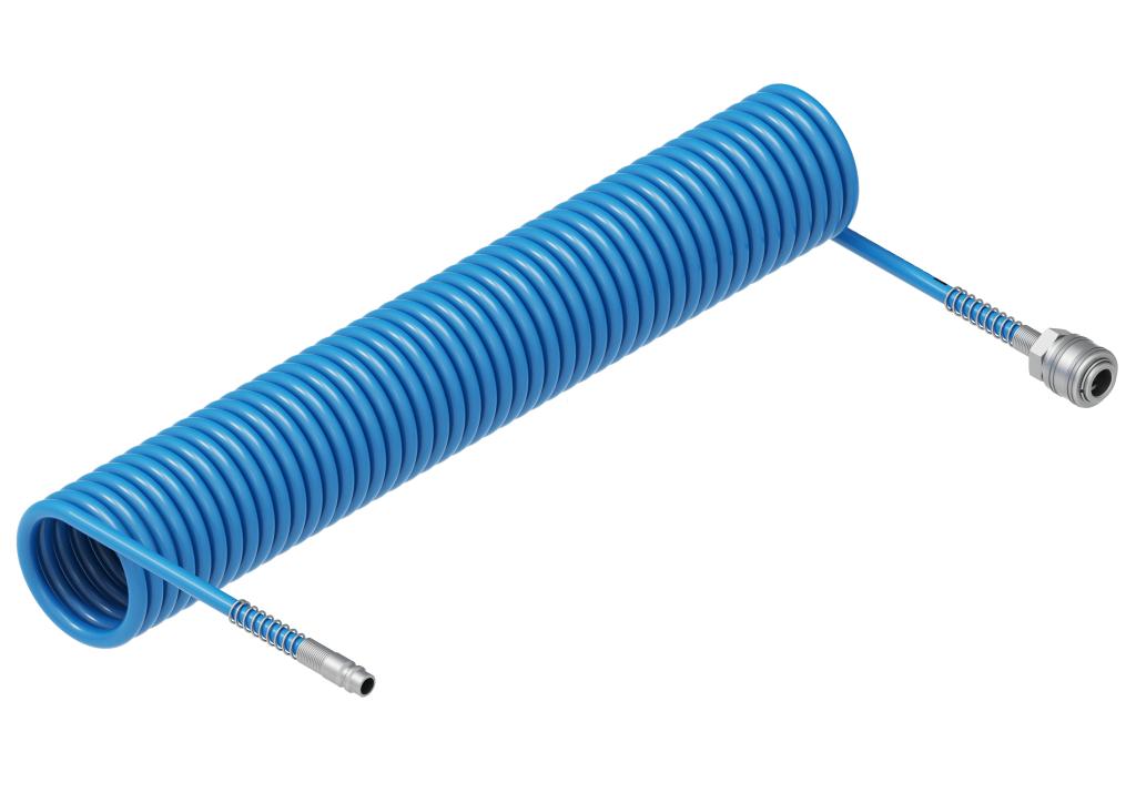 Przewód spiralny kompletny tekalan Poliuretan PU 8X5mm 10bar do kompresora sprężarki L-15mb Niebieski TEGER