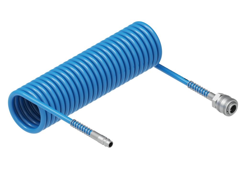 Przewód spiralny kompletny tekalan Poliuretan PU 8X5mm 10bar do kompresora sprężarki L-5mb Niebieski TEGER