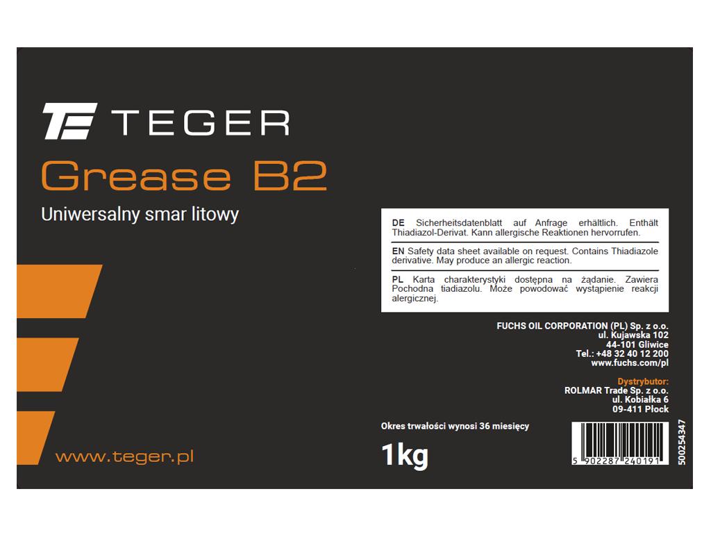 Smar uniwersalny litowy TEGER GREASE B2, opakowanie 1kg (Pakowane po 10szt.)