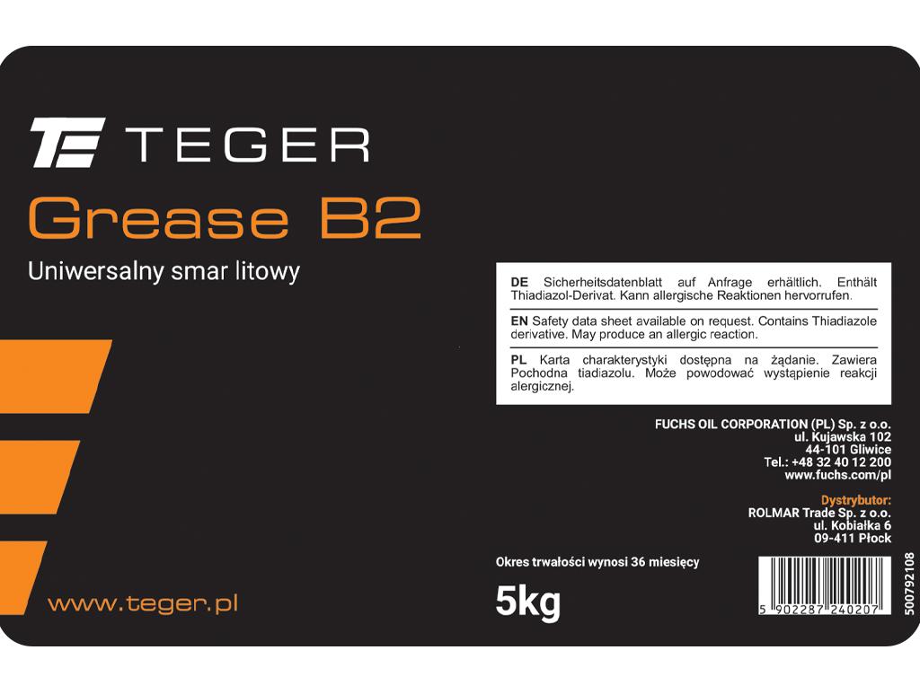 Smar uniwersalny litowy TEGER GREASE B2, opakowanie 5kg