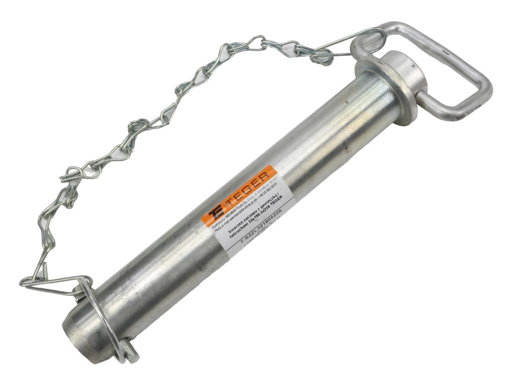 Sworzeń zaczepu z zawleczką i łańcuchem 32x190.5x228 TEGER